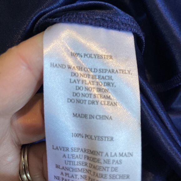 Alex Evenings Sheer Lace Sequin Dress w/ Slip Navy Bell Sleeves Fairy Whimsical - Picture 13 of 13